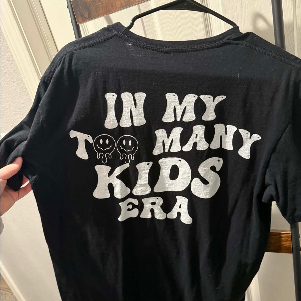 Black Graphic Kids T-Shirt with 'In My Many Kids Era' Print